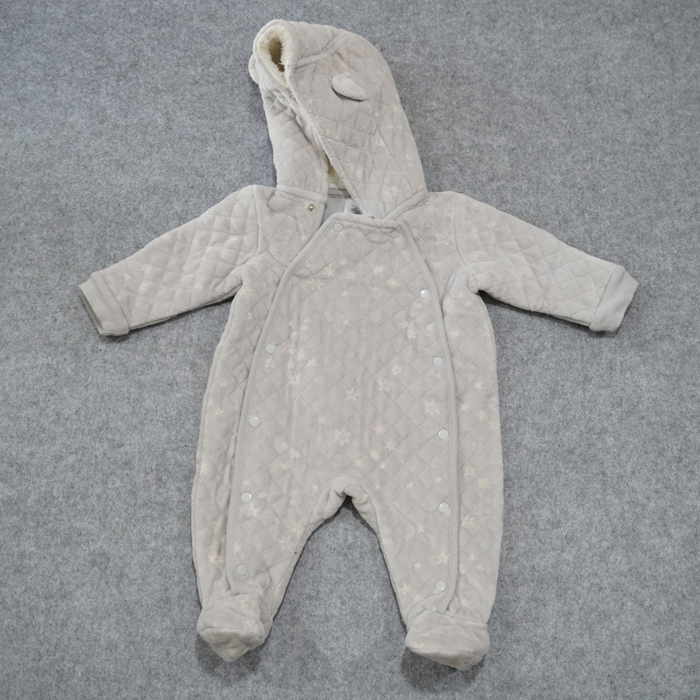 Nordstrom 3M Winter Pram Suit Baby Grey Excellent Quilted Hooded Bunting Footed